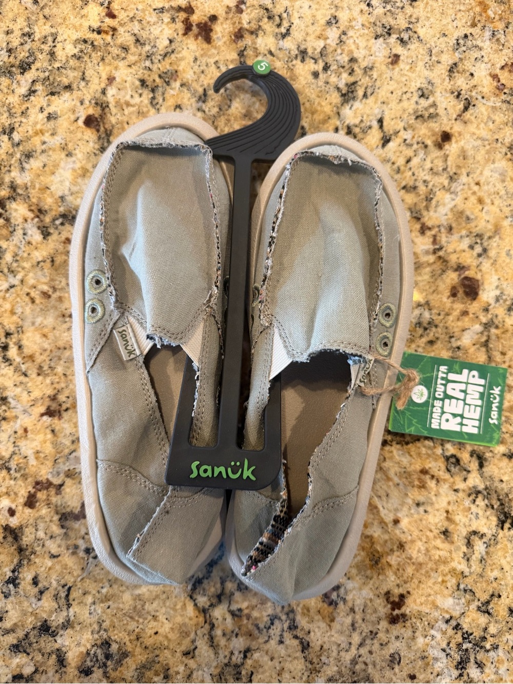 Sanuk Women's Light Gray Canvas Slip-On Flats